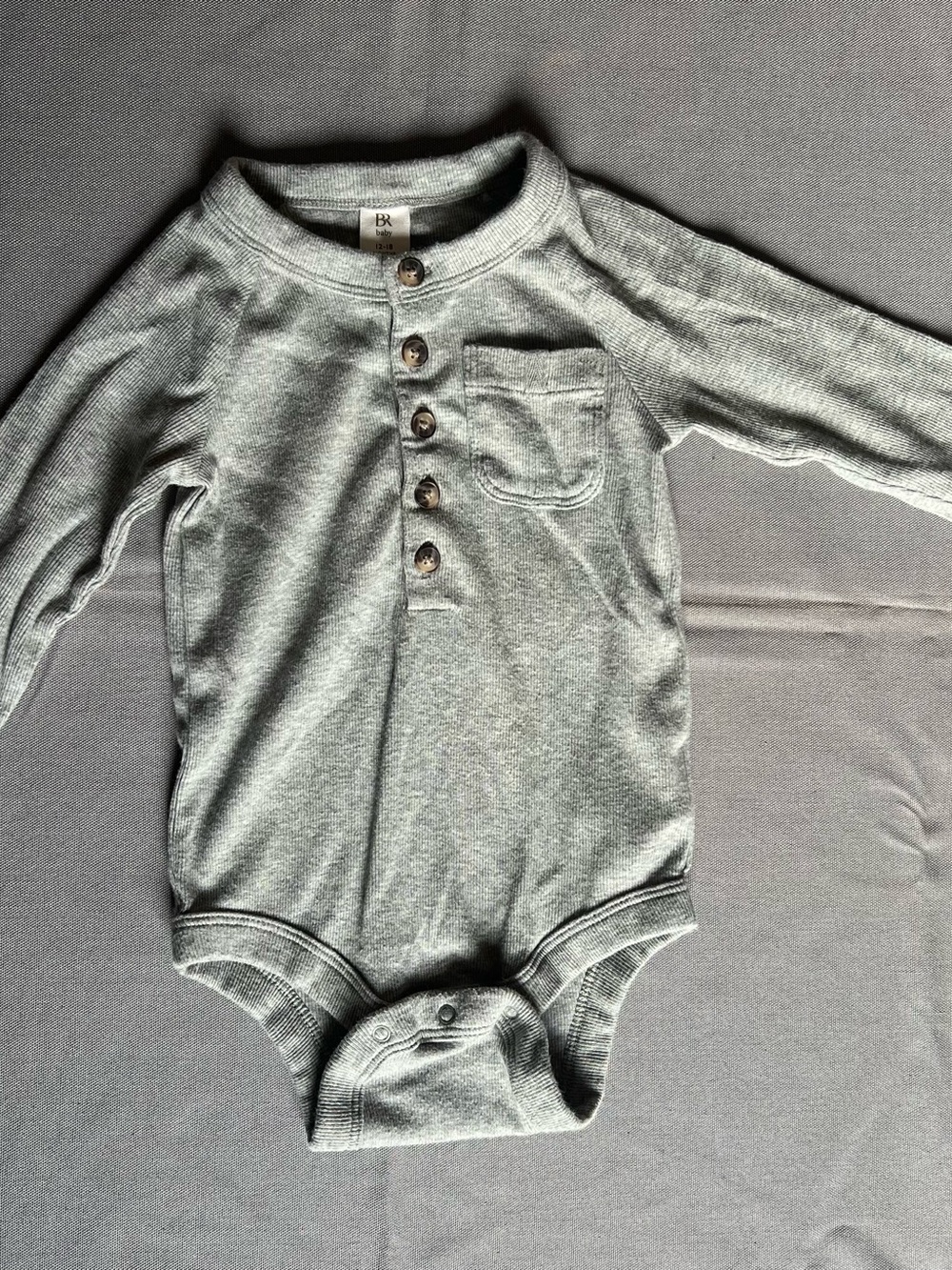 Banana Republic Gray Heather Henley Long-Sleeve Baby One-Piece